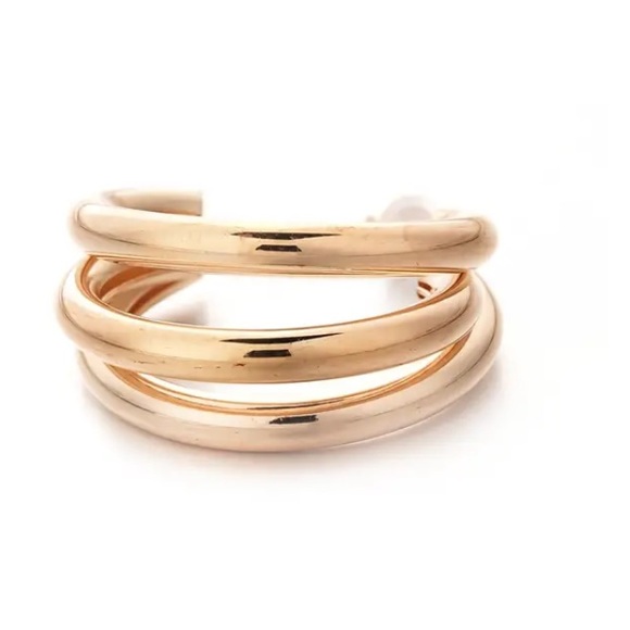 Set of 3 Triple hoop gold pierced earrings, NEW - Picture 4 of 9